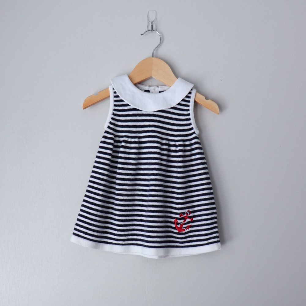 Kissy Kissy Cotton Striped Nautical Knit Dress 6/9M